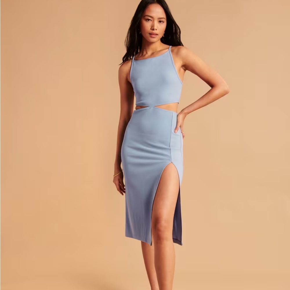 BLACK Boatneck Side Cutout Midi Dress